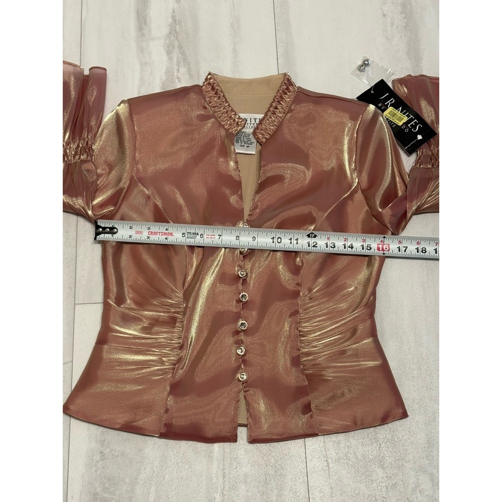 Vintage J.R. Nites Evening Top Sz 8 Gold Rhinestone Button Beaded Trim NWT Rare - Picture 11 of 14